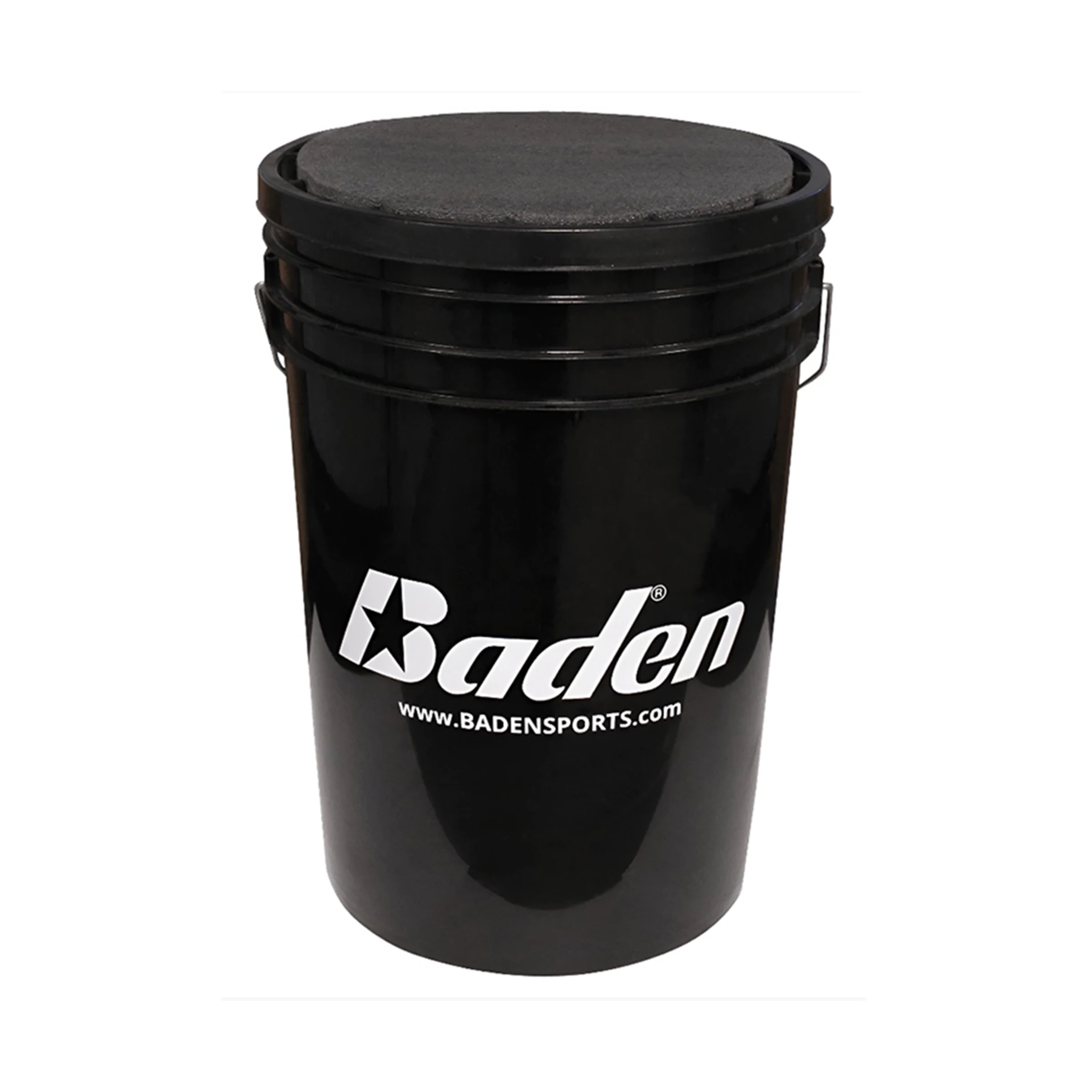 The Baden Ball Bucket With Padded Lid holds up to (3) dozen baseballs or (2) dozen softballs