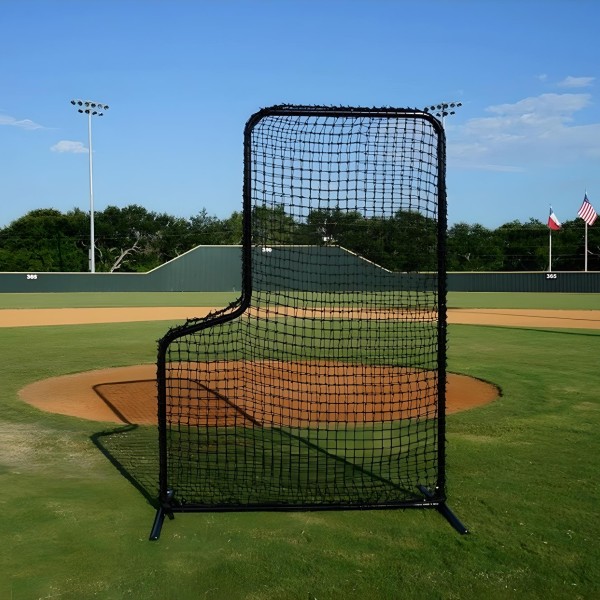 This L-Screen is ideal for residential or light team use, featuring a sturdy 1.5” powder-coated steel frame built for non-commercial batting practice