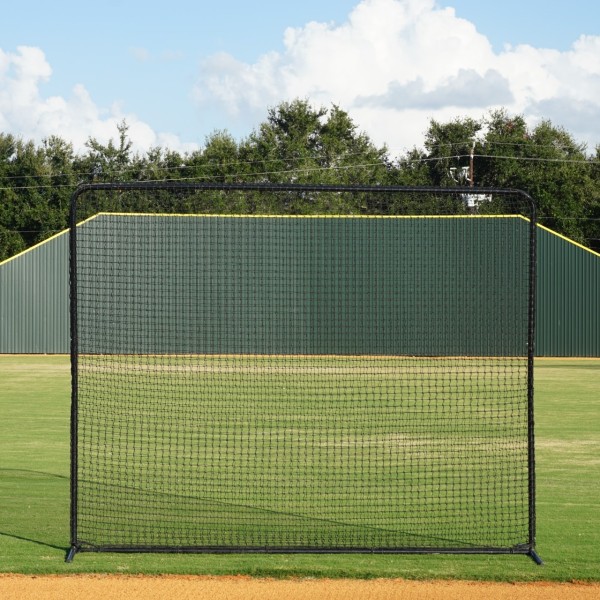 This durable protective screen features a 1.5” powder-coated steel bolted frame with welded leg gussets, ideal for shielding key field areas during batting practice