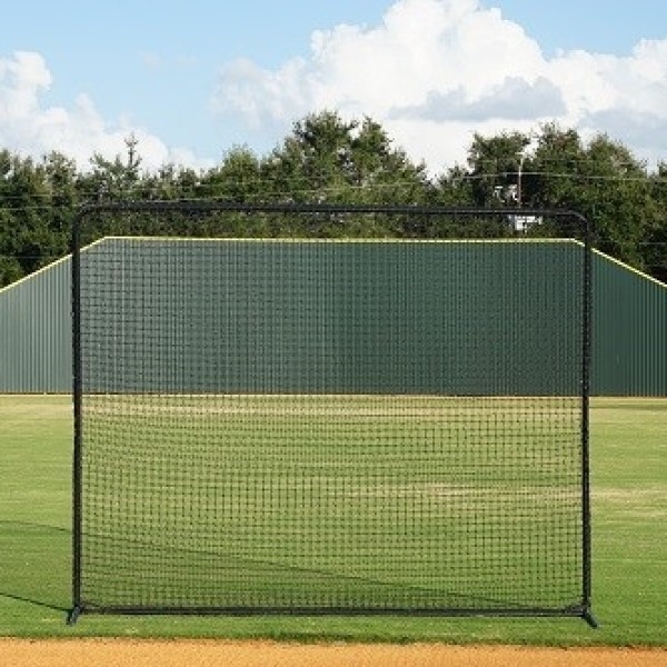This durable protective screen features a 1.5” powder-coated steel bolted frame with welded leg gussets, ideal for shielding key field areas during batting practice