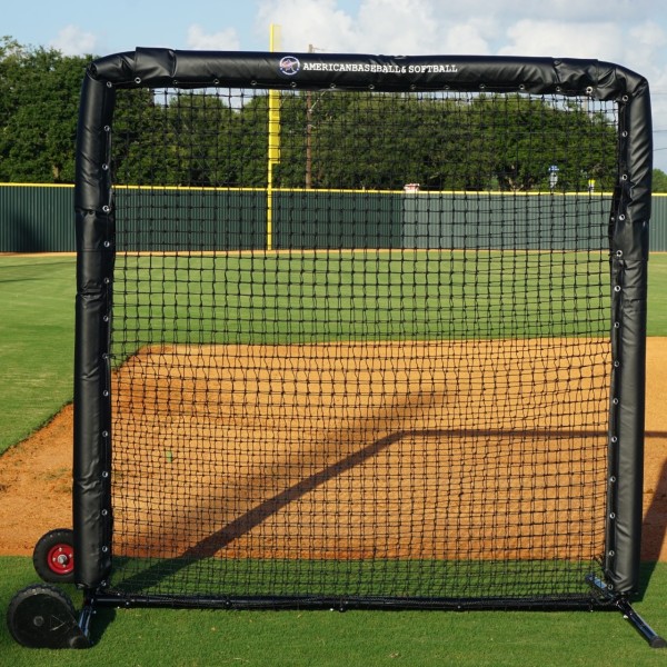 The Pro 7’ x 7’ Field Screen features a 2” powder-coated steel frame, 1.5” vinyl padding, and #96 nylon netting — perfect for high-level batting practice