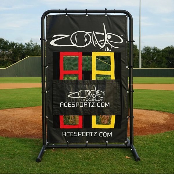 Pitching Target with colored pockets and zone isolator
