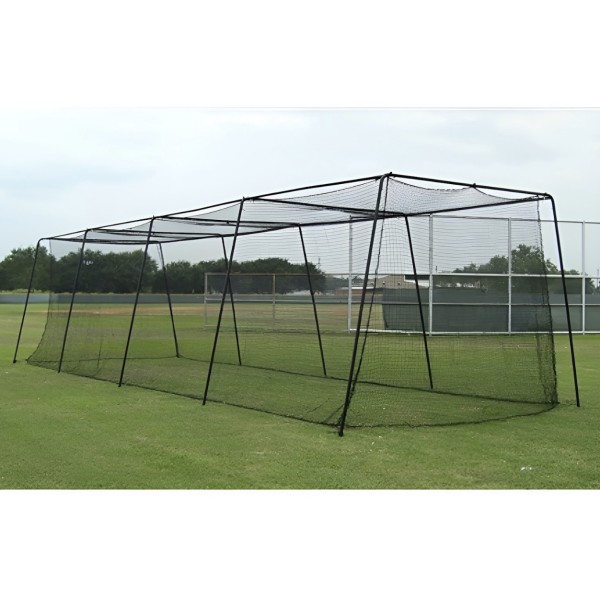 Outdoor Batting Cage Frame and Net System at a recreation complex