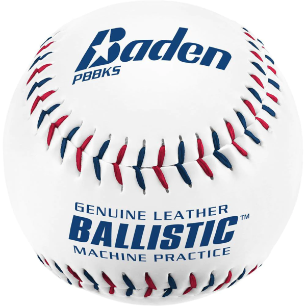 Genuine leather pitching machine baseball with kevlar seams