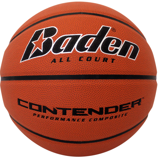 The Baden Performance Contender Basketball offers a premium composite leather cover, superior grip, consistency, and durability on both hardwood and blacktop courts