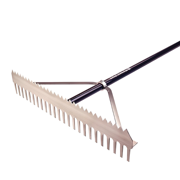 Dual-tooth rake with 36" head tackles tough clay and general raking
