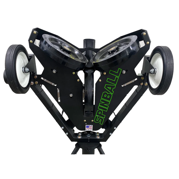 The Spinball Three Wheel Combo Pitching Machine is a top-tier, dual-sport trainer used by MLB teams, offering quick baseball/softball switching and elite performance