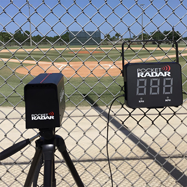 The Pro Pocket Radar System with Smart Display is a portable, weather-resistant, and highly accurate velocity tracking tool trusted by professionals for use in multi-lane facilities, showcases, camps, and combines