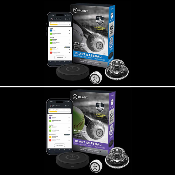 The Blast Baseball Swing Analyzer is a pro-trusted, bat-mounted sensor that delivers real-time swing metrics, insights, and drills for players at every level